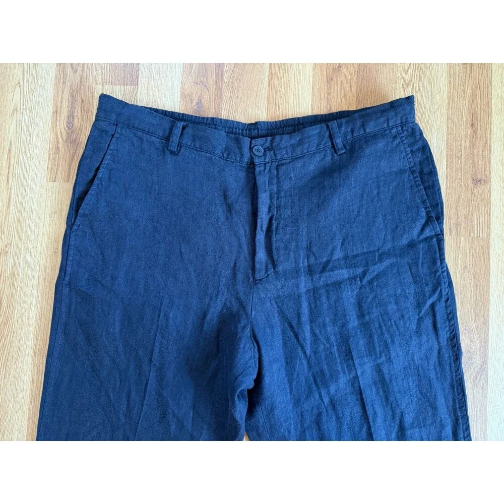 Zara Men Linen Pants Navy Blue Sz XL Casual Summer Lightweight Beach Bohemian
